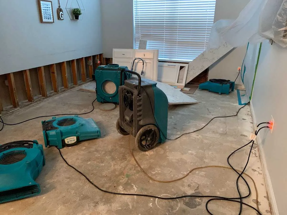 Dehumidifier in flood-cut room for Water Damage Restoration in Shiloh