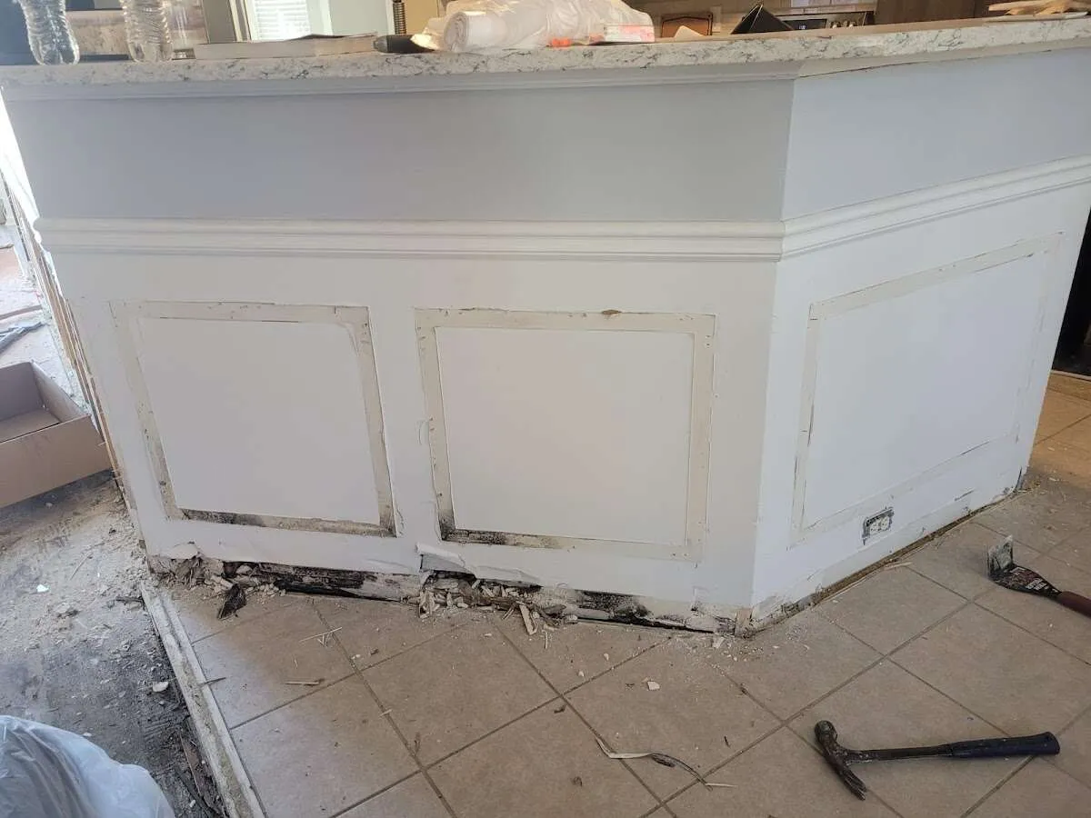 Water damage and mold on kitchen during Storm Damage Restoration in Shiloh